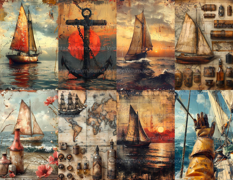 Sailing Junk Journal Pages - CraftNest - Digital Crafting and Art