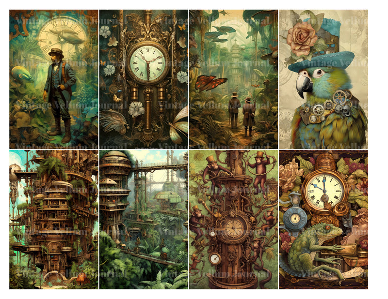 Steampunk Jungle World Junk Journal Pages - CraftNest