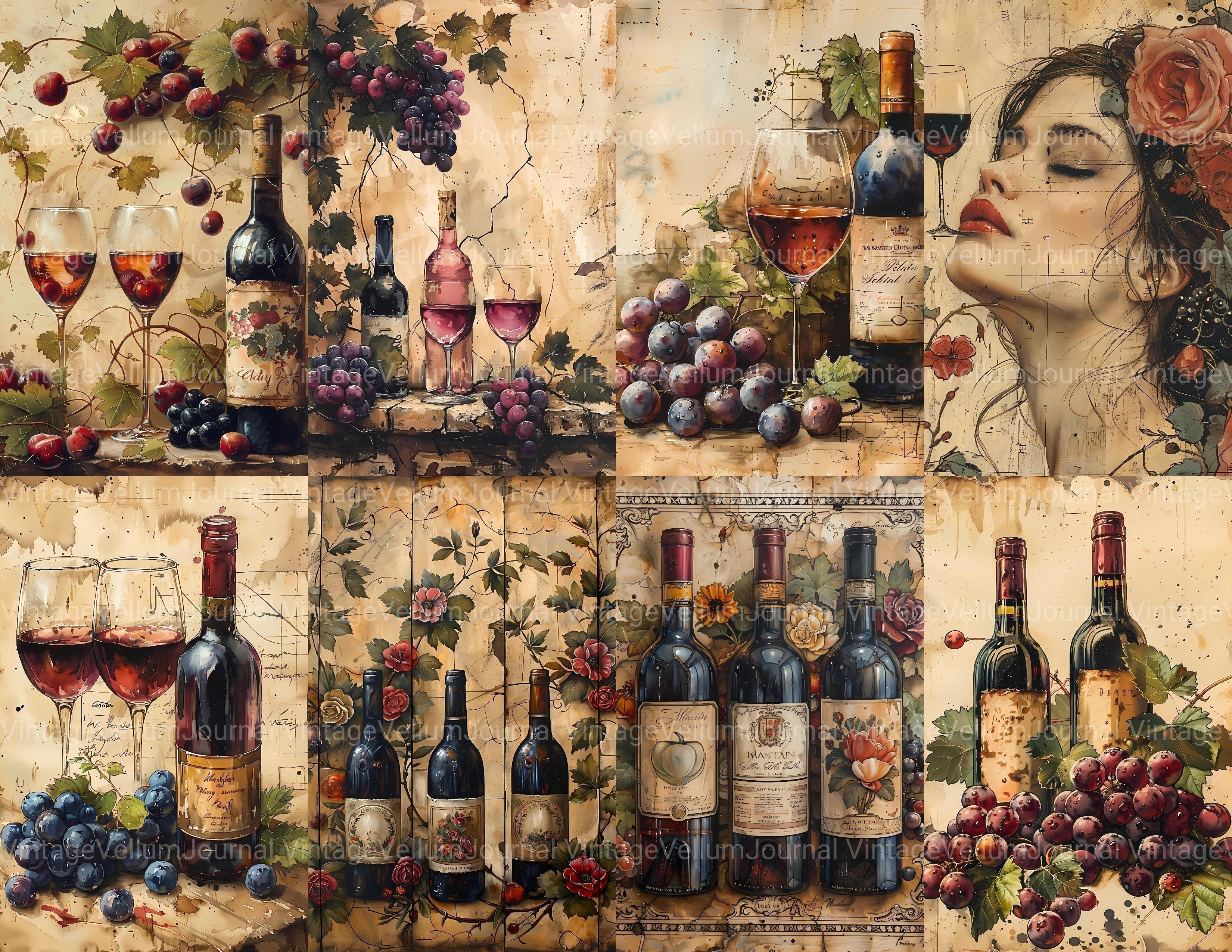 Wine Tasting Junk Journal Pages - CraftNest - Digital Crafting and Art