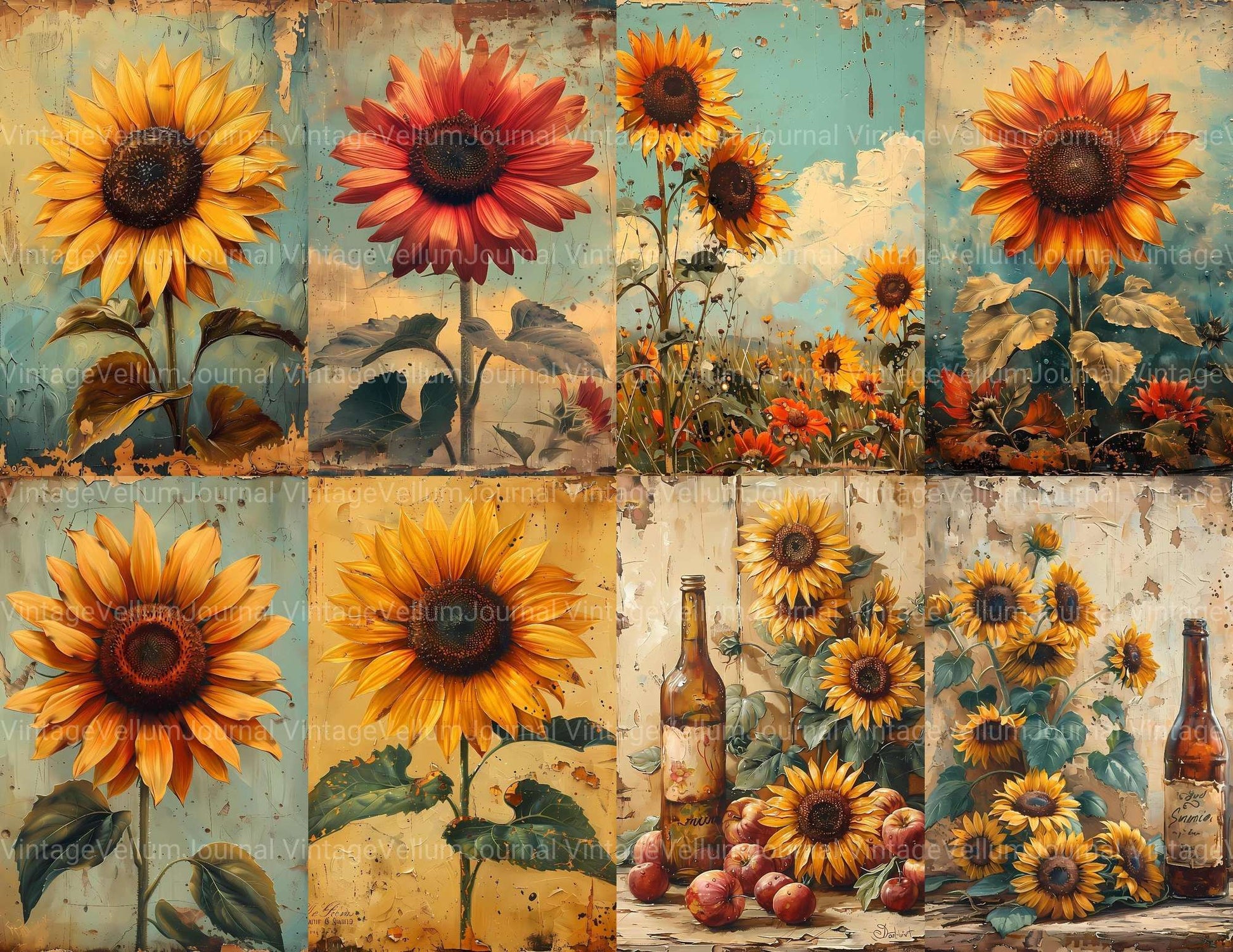 Sunflower Summer Junk Journal Pages - CraftNest - Digital Crafting and Art