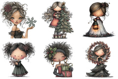 Elegant Christmas Girl Clipart Bundle - CraftNest - Digital Crafting and Art