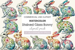 Elegant Stained Glass Bunny Clipart Bundle - CraftNest - Digital Crafting and Art