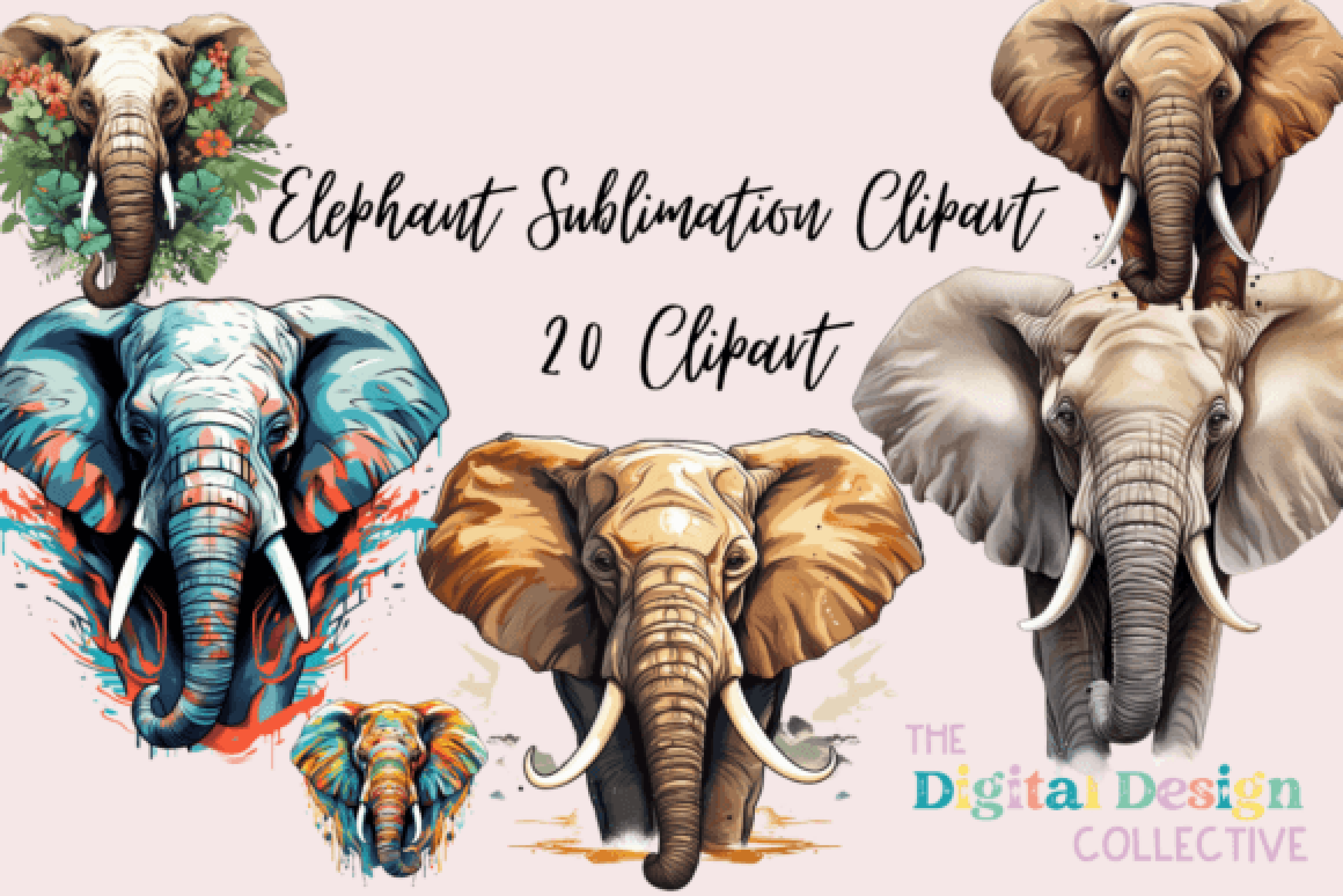 Adorable Elephant Clipart Bundle