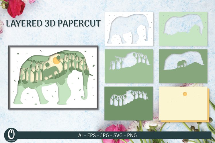 Elephant Layered Papercut 3D SVG Bundle 1 - CraftNest - Digital Crafting and Art