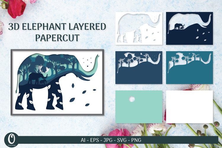 Elephant Layered Papercut 3D SVG Bundle 2 - CraftNest - Digital Crafting and Art