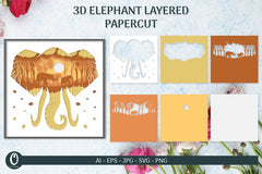 Elephant Layered Papercut 3D SVG Bundle 3 - CraftNest - Digital Crafting and Art