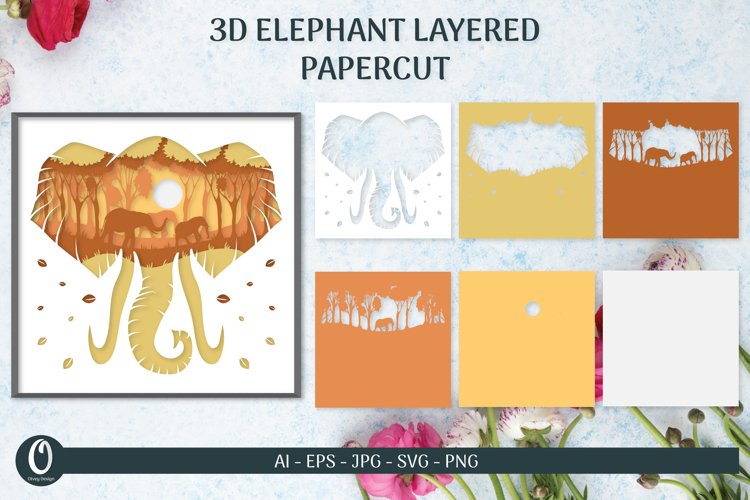 Elephant Layered Papercut 3D SVG Bundle 3 - CraftNest - Digital Crafting and Art