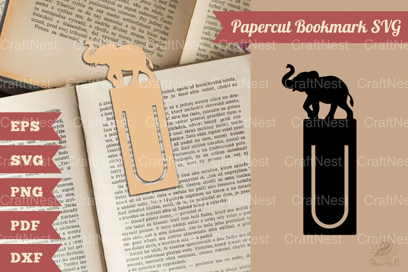 Elephant Papercut Bookmark Clipart Bundle - CraftNest - Digital Crafting and Art