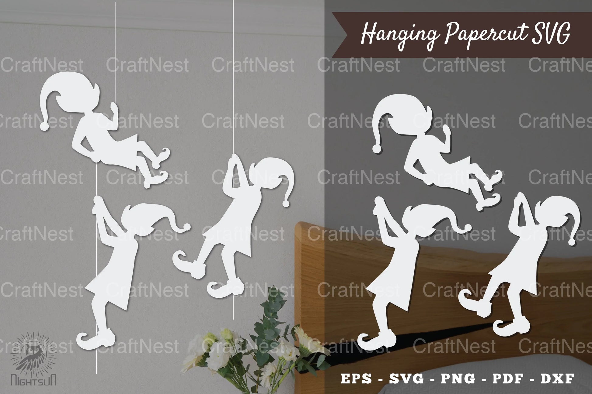 Elf Hanging Papercut Clipart Bundle - CraftNest - Digital Crafting and Art