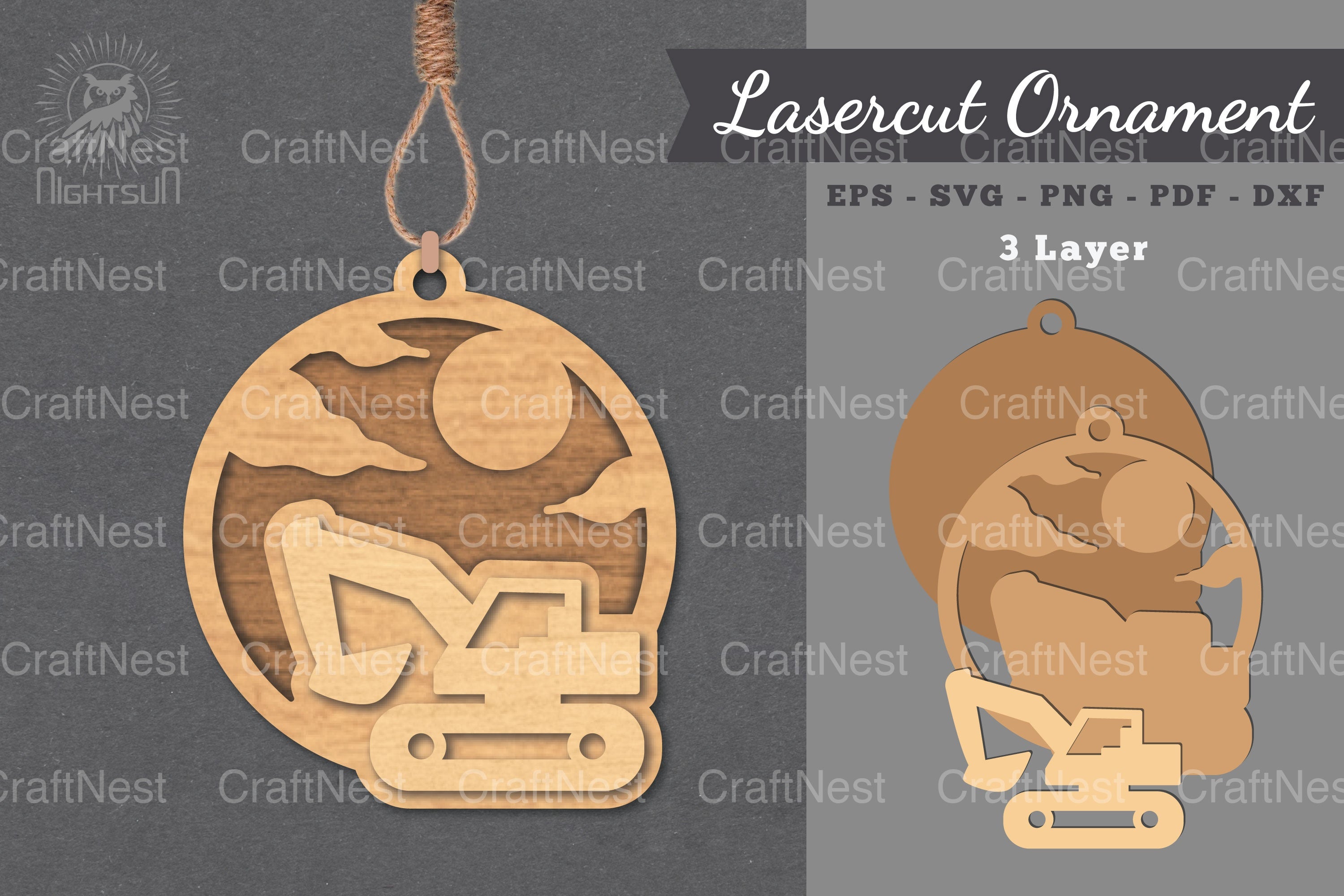 Excavator Laser Cut Ornament Clipart Bundle - CraftNest - Digital Crafting and Art