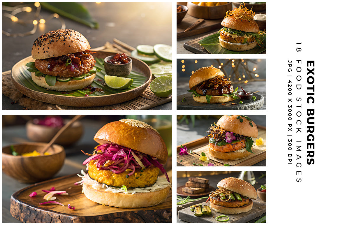 Exotic Burgers - Stock Images