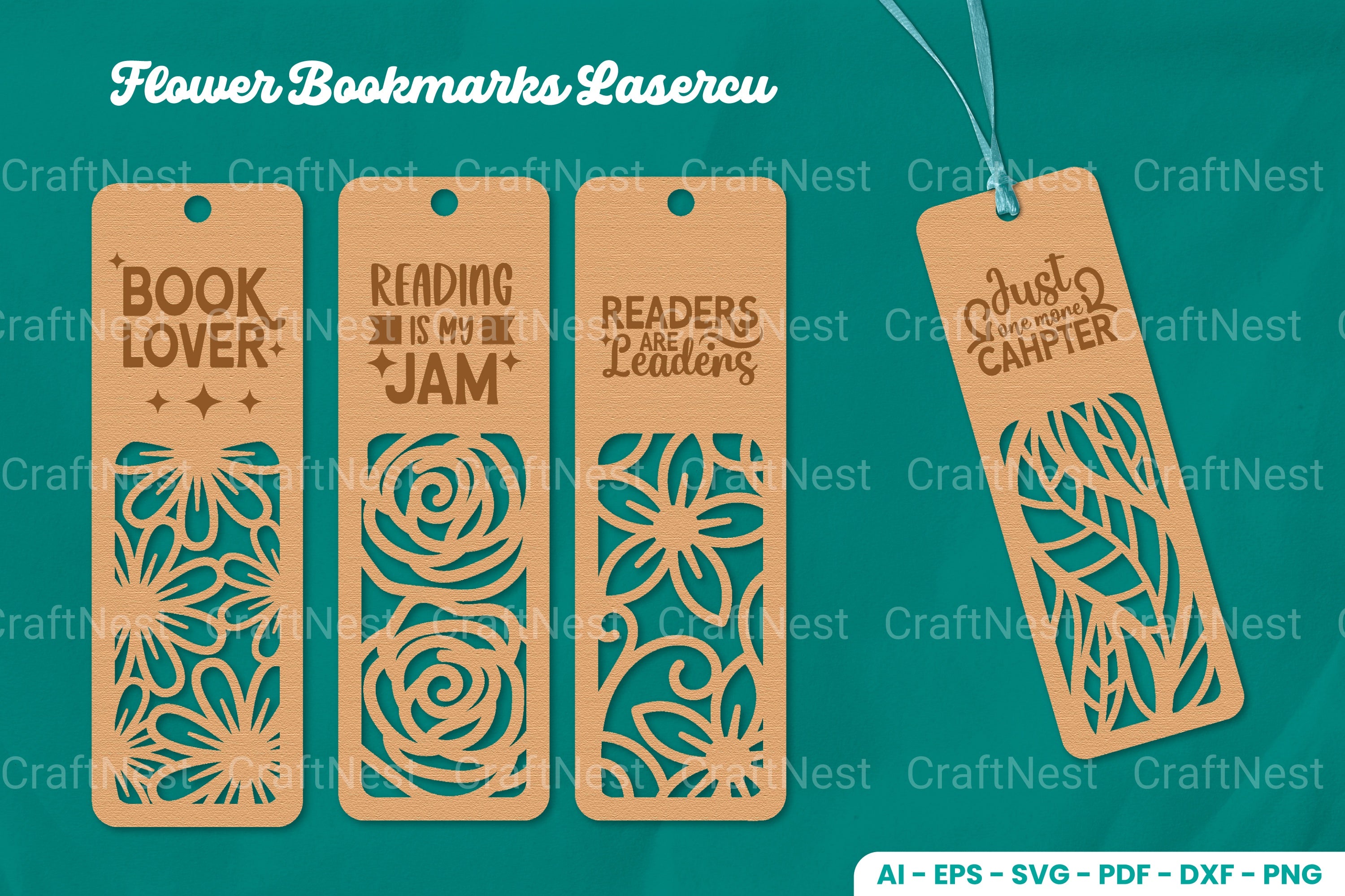 Flower Bookmarks Lasercut SVG Bundle - Clipart Collection