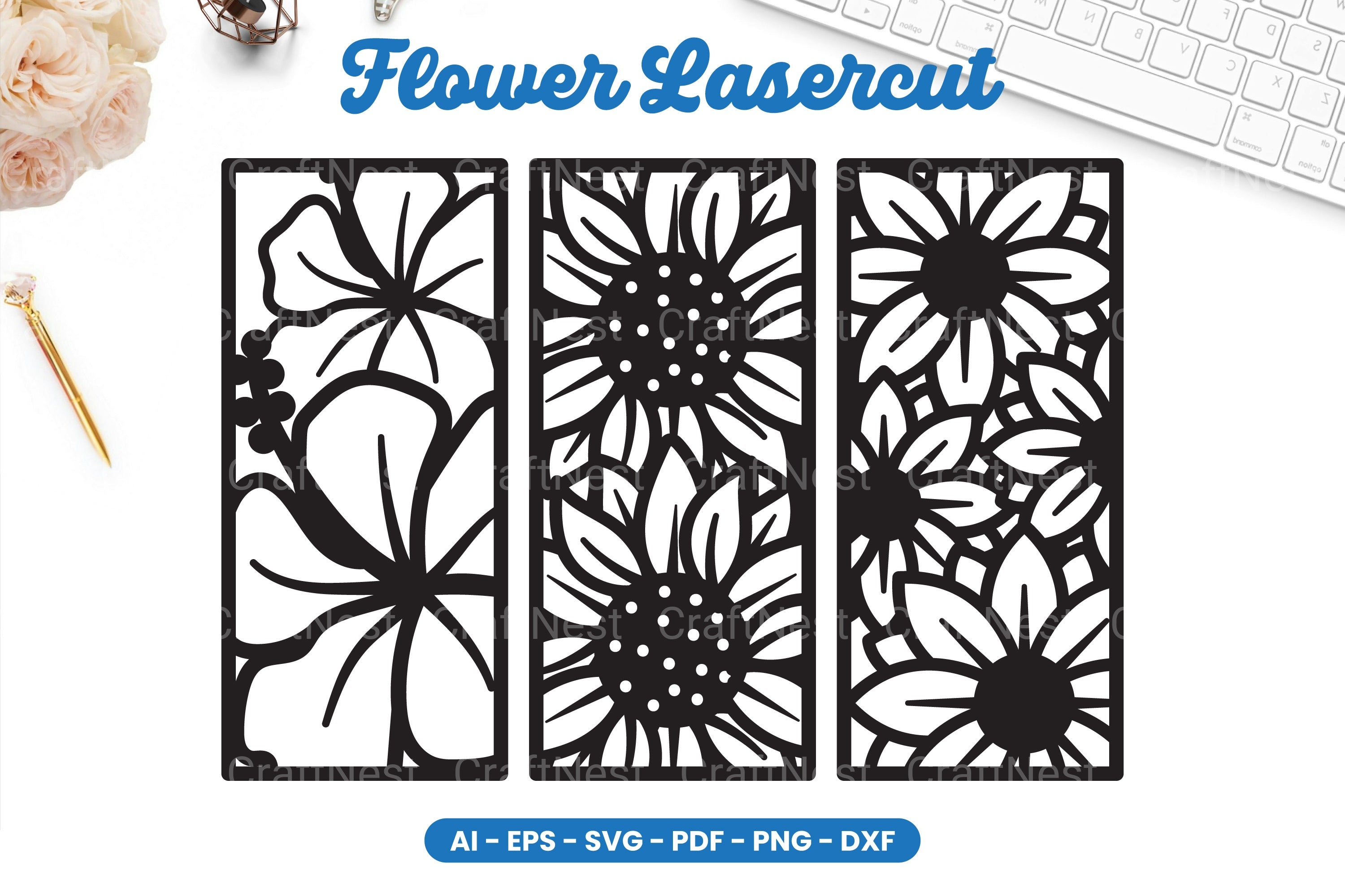 Flower Lasercut SVG Bundle - Clipart Collection