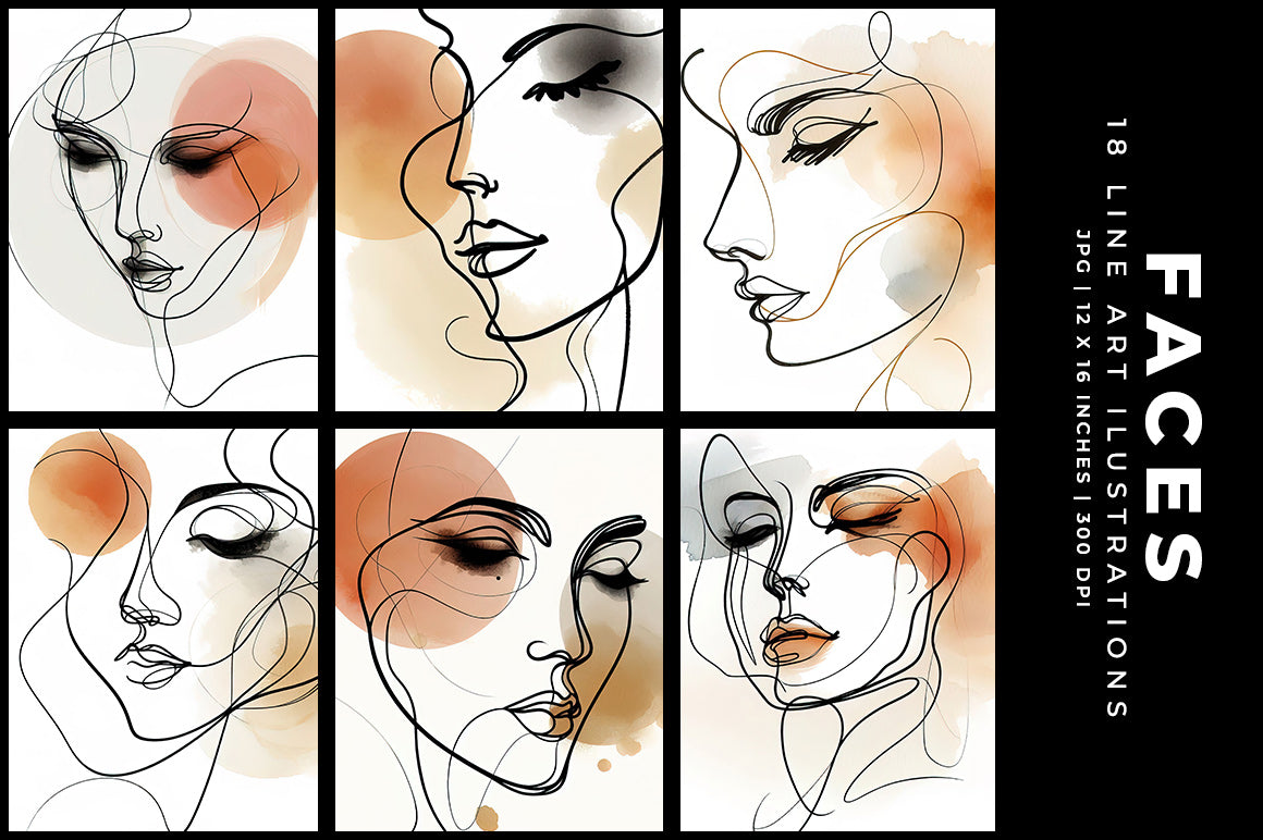 Face Line Art - Women