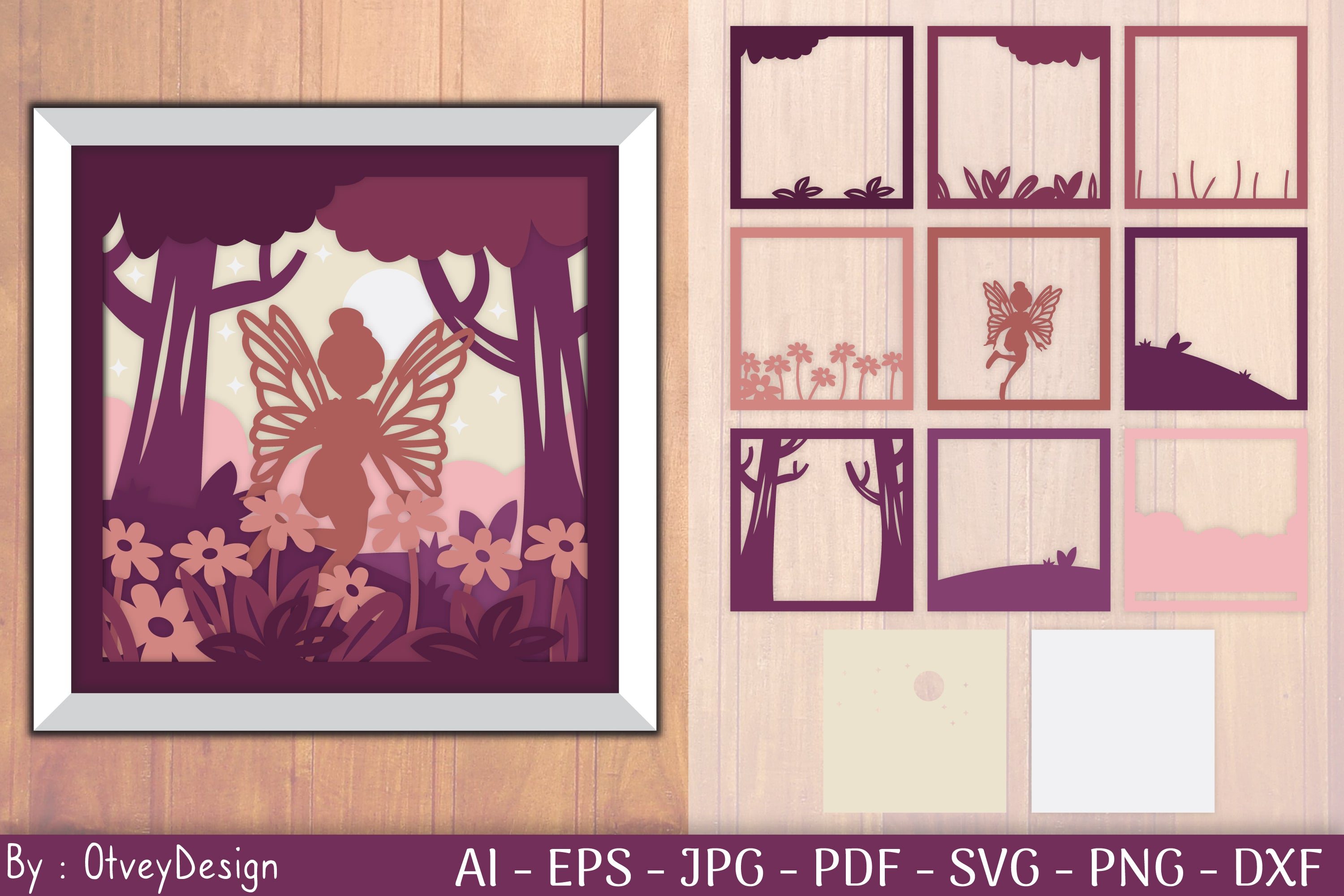 Fairy in the Garden Shadow Box SVG Bundle