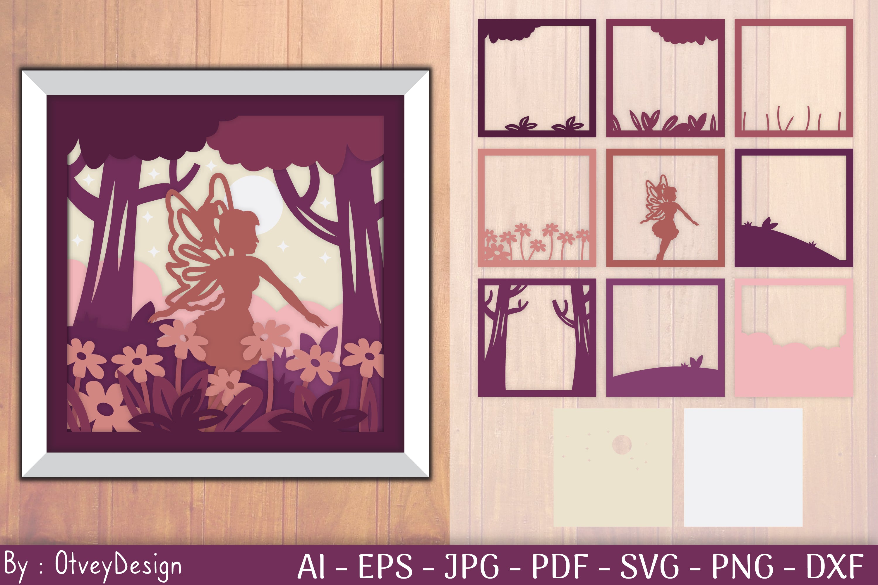 Fairy in the Garden Shadow Box SVG Bundle