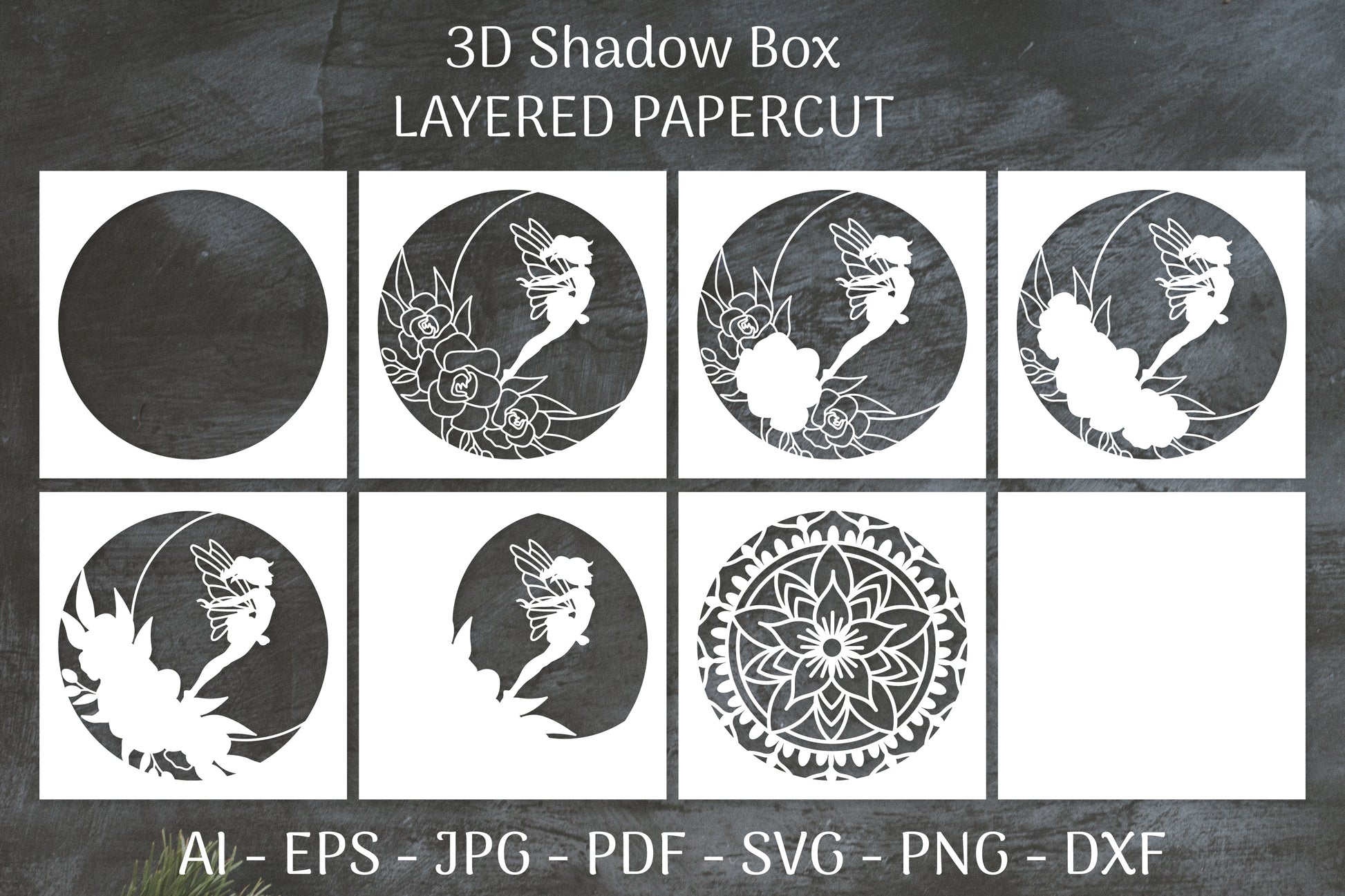 Fairy 3D Shadow Box Layered Papercut SVG Bundle 7 - CraftNest - Digital Crafting and Art