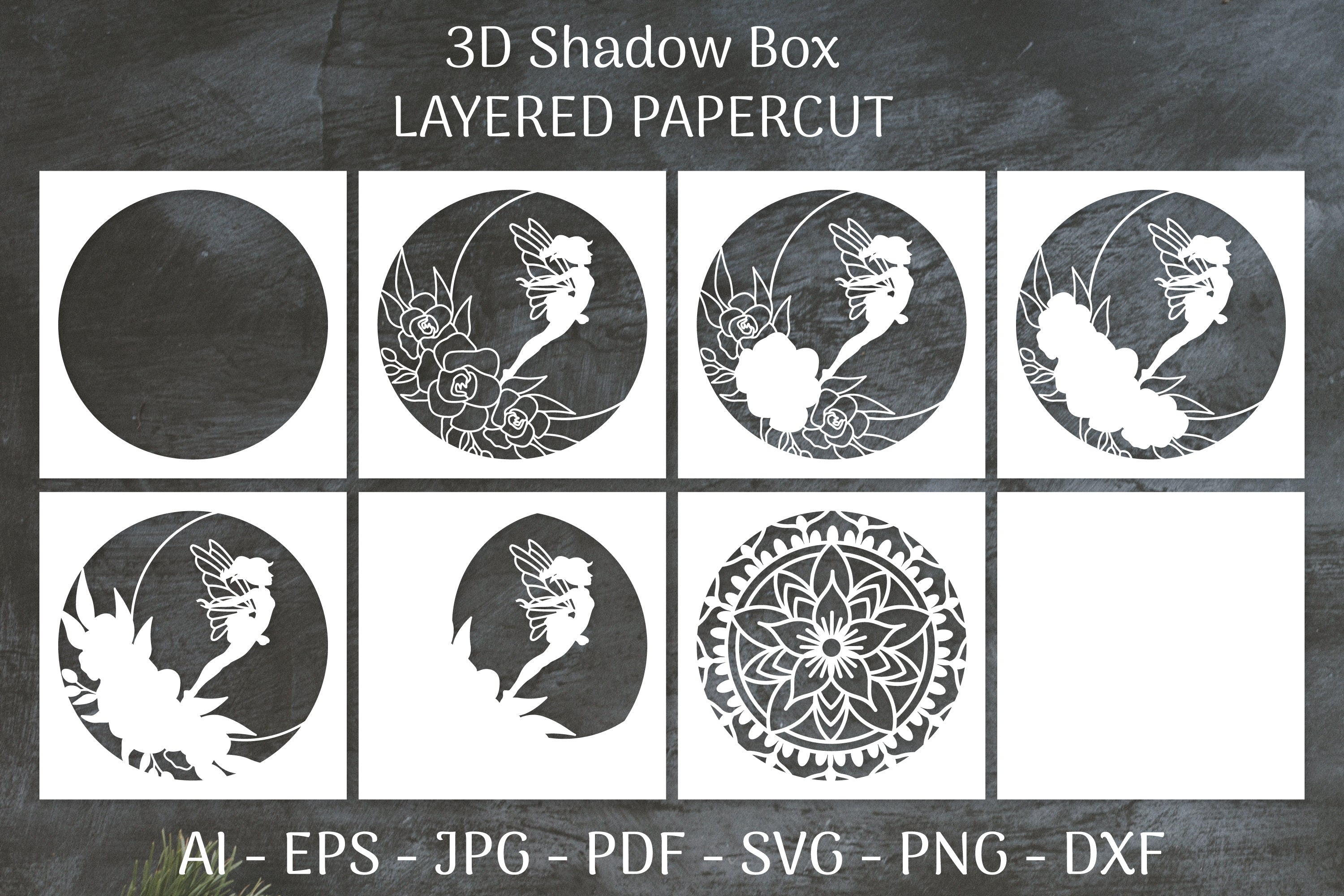 Fairy 3D Shadow Box Layered Papercut SVG Bundle 7 - CraftNest - Digital Crafting and Art