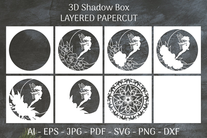 Fairy 3D Shadow Box Layered Papercut SVG Bundle 7 - CraftNest - Digital Crafting and Art