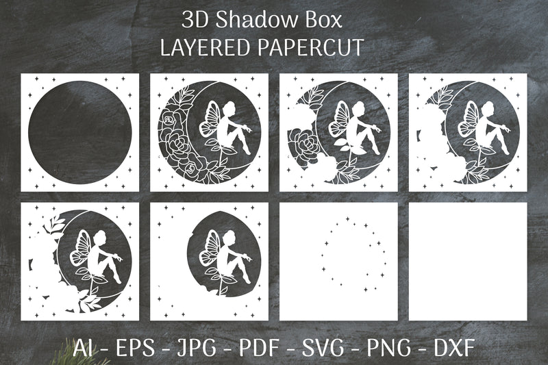 Fairy 3D Shadow Box Layered Papercut SVG Bundle 2 - CraftNest - Digital Crafting and Art