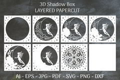 Fairy 3D Shadow Box Layered Papercut SVG Bundle 6 - CraftNest - Digital Crafting and Art