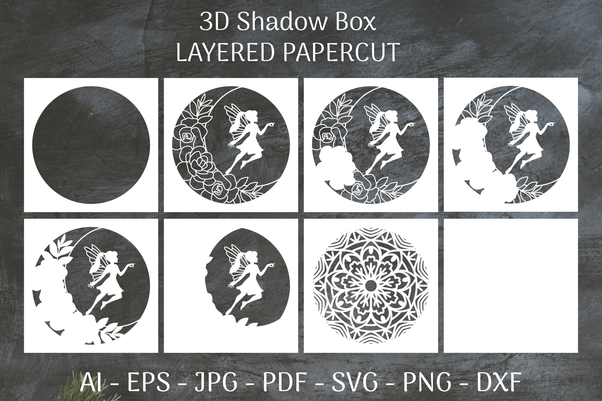 Fairy 3D Shadow Box Layered Papercut SVG Bundle 8 - CraftNest - Digital Crafting and Art