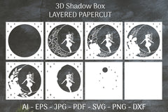 Fairy 3D Shadow Box Layered Papercut SVG Bundle 4 - CraftNest - Digital Crafting and Art
