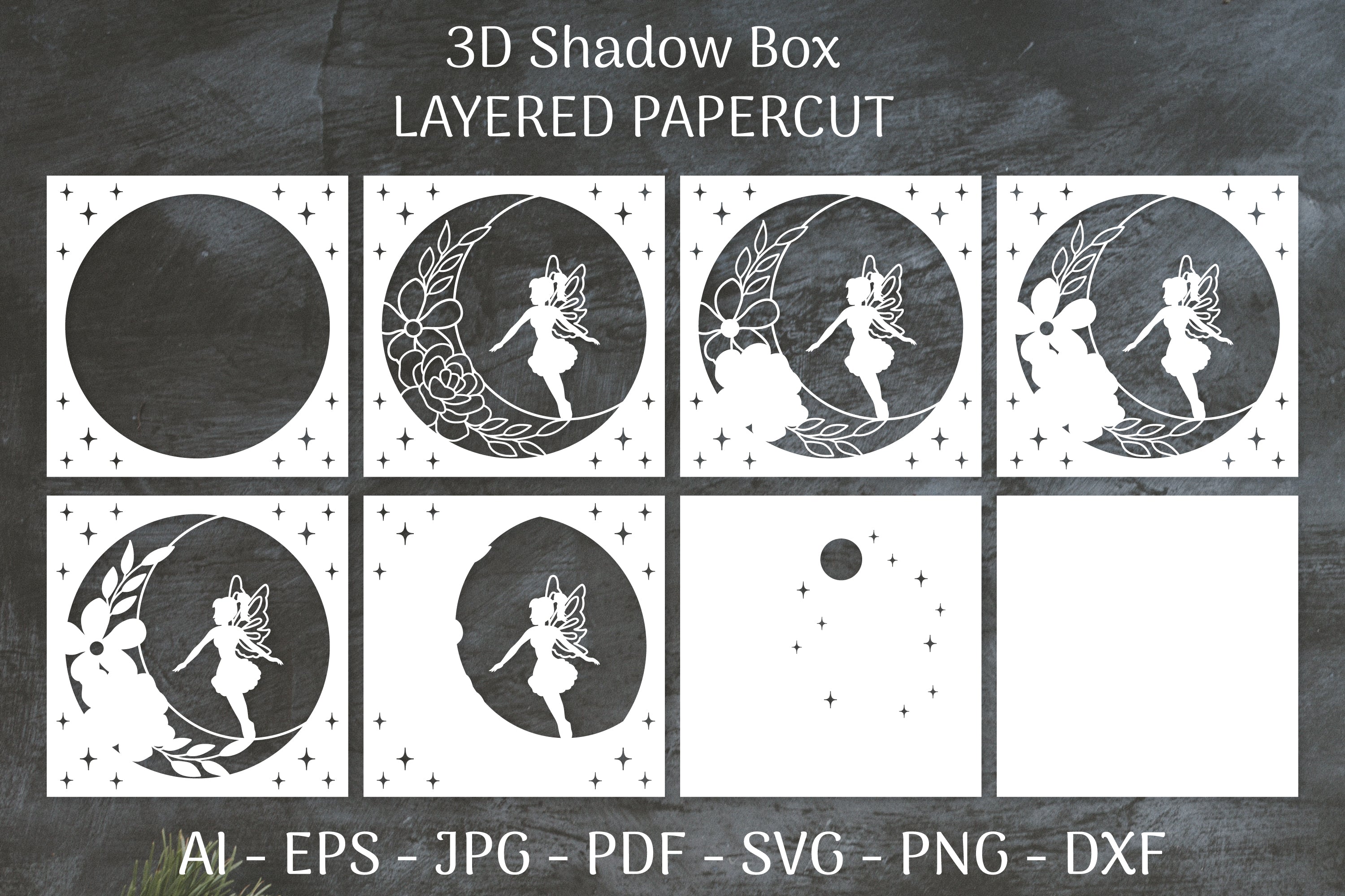 Fairy 3D Shadow Box Layered Papercut SVG Bundle 4 - CraftNest - Digital Crafting and Art