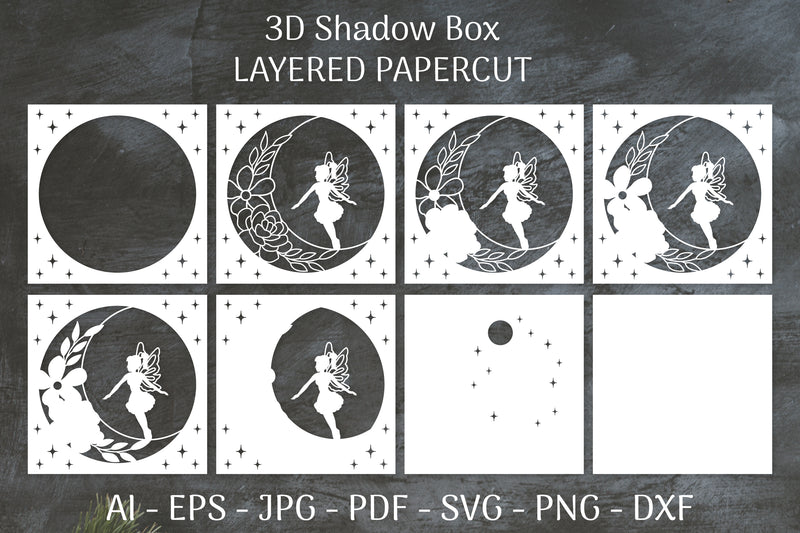 Fairy 3D Shadow Box Layered Papercut SVG Bundle 4 - CraftNest - Digital Crafting and Art