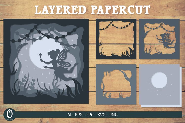 Fairy and Moon Layered Papercut SVG Bundle - CraftNest - Digital Crafting and Art