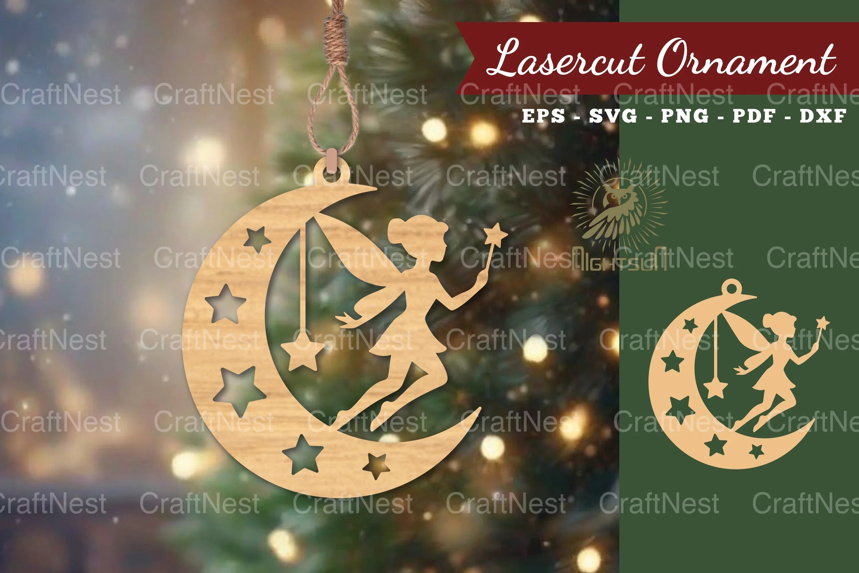 Fairy in Moon Lasercut Ornament Clipart Bundle - CraftNest - Digital Crafting and Art