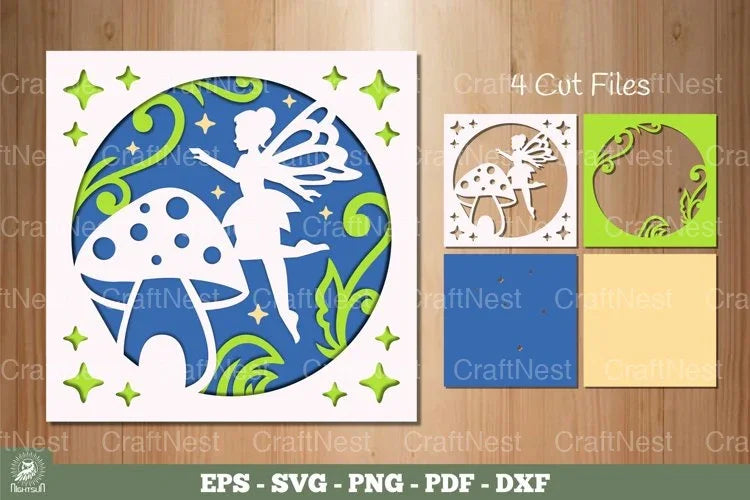Fairy and Mushroom Layered Papercut Clipart Bundle - CraftNest - Digital Crafting and Art