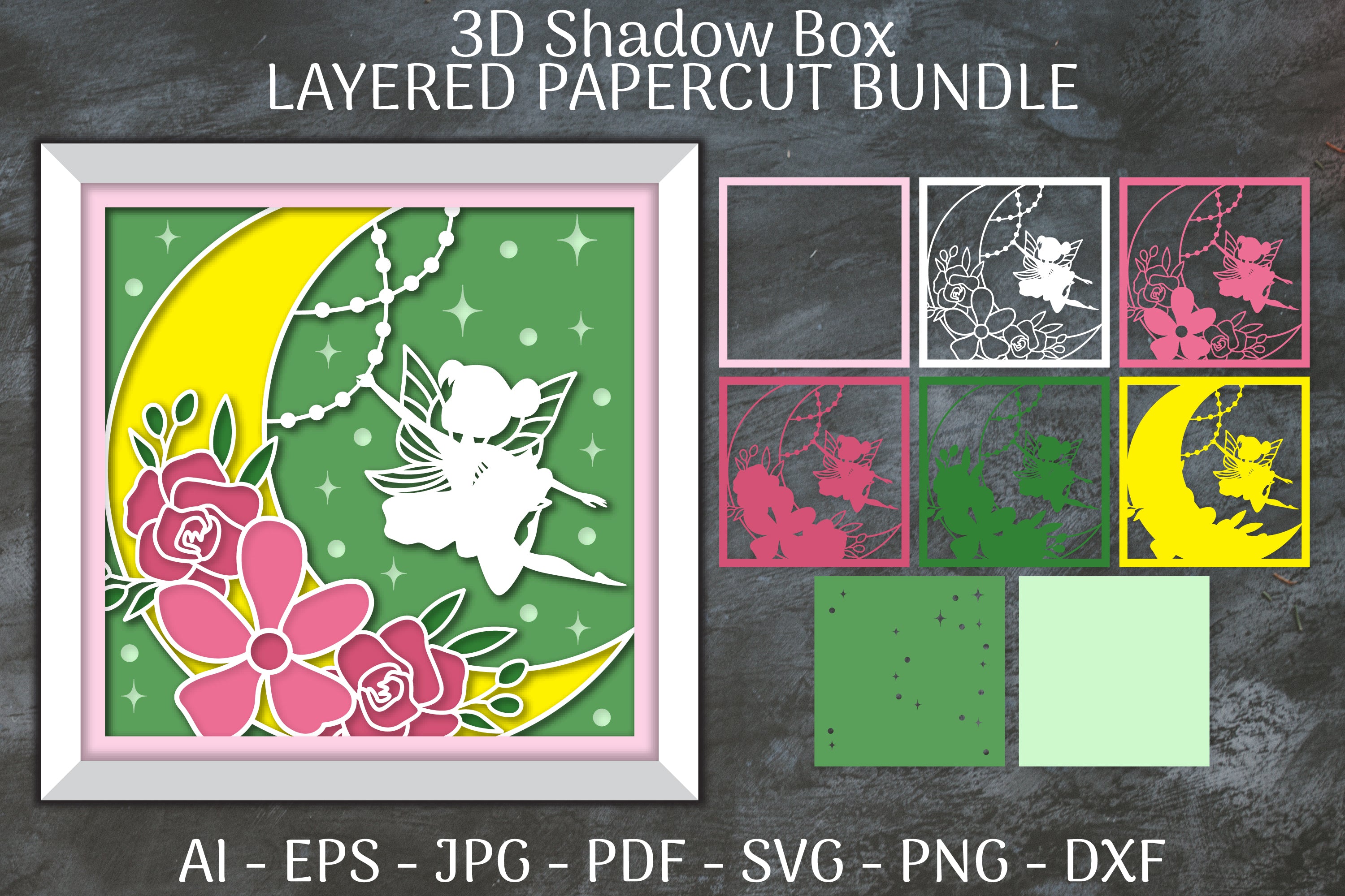 Fairy 3D Shadow Box Layered Papercut SVG Bundle 3 - CraftNest - Digital Crafting and Art