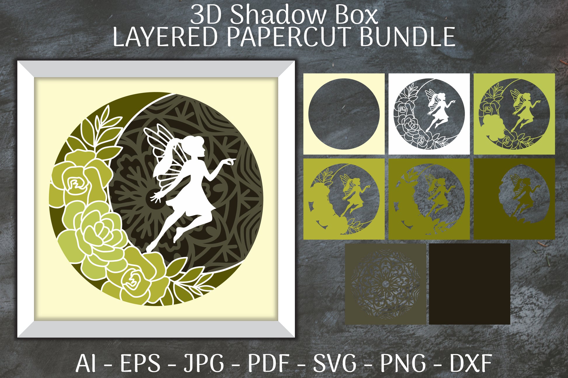 Fairy 3D Shadow Box Layered Papercut SVG Bundle 8 - CraftNest - Digital Crafting and Art
