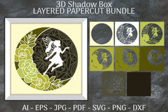 Fairy 3D Shadow Box Layered Papercut SVG Bundle 8 - CraftNest - Digital Crafting and Art