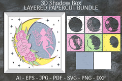 Fairy 3D Shadow Box Layered Papercut SVG Bundle 1 - CraftNest - Digital Crafting and Art