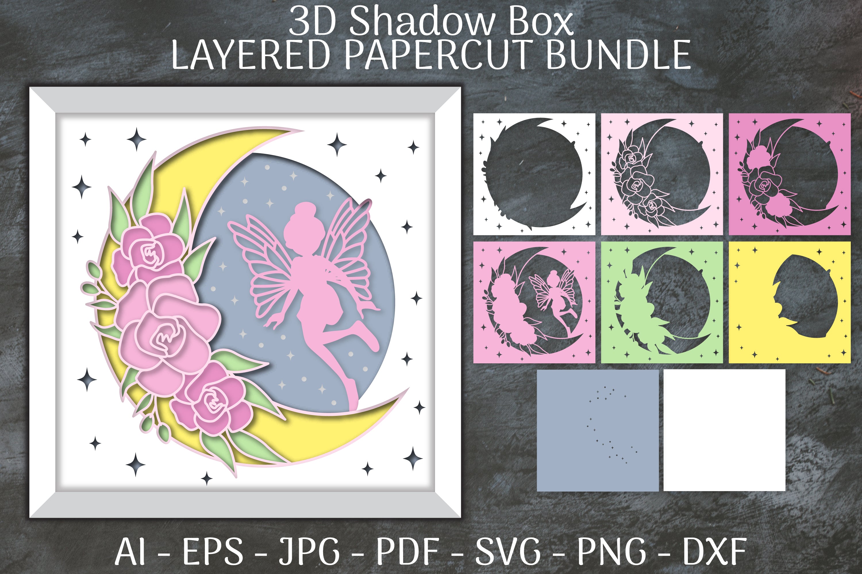 Fairy 3D Shadow Box Layered Papercut SVG Bundle 1 - CraftNest - Digital Crafting and Art