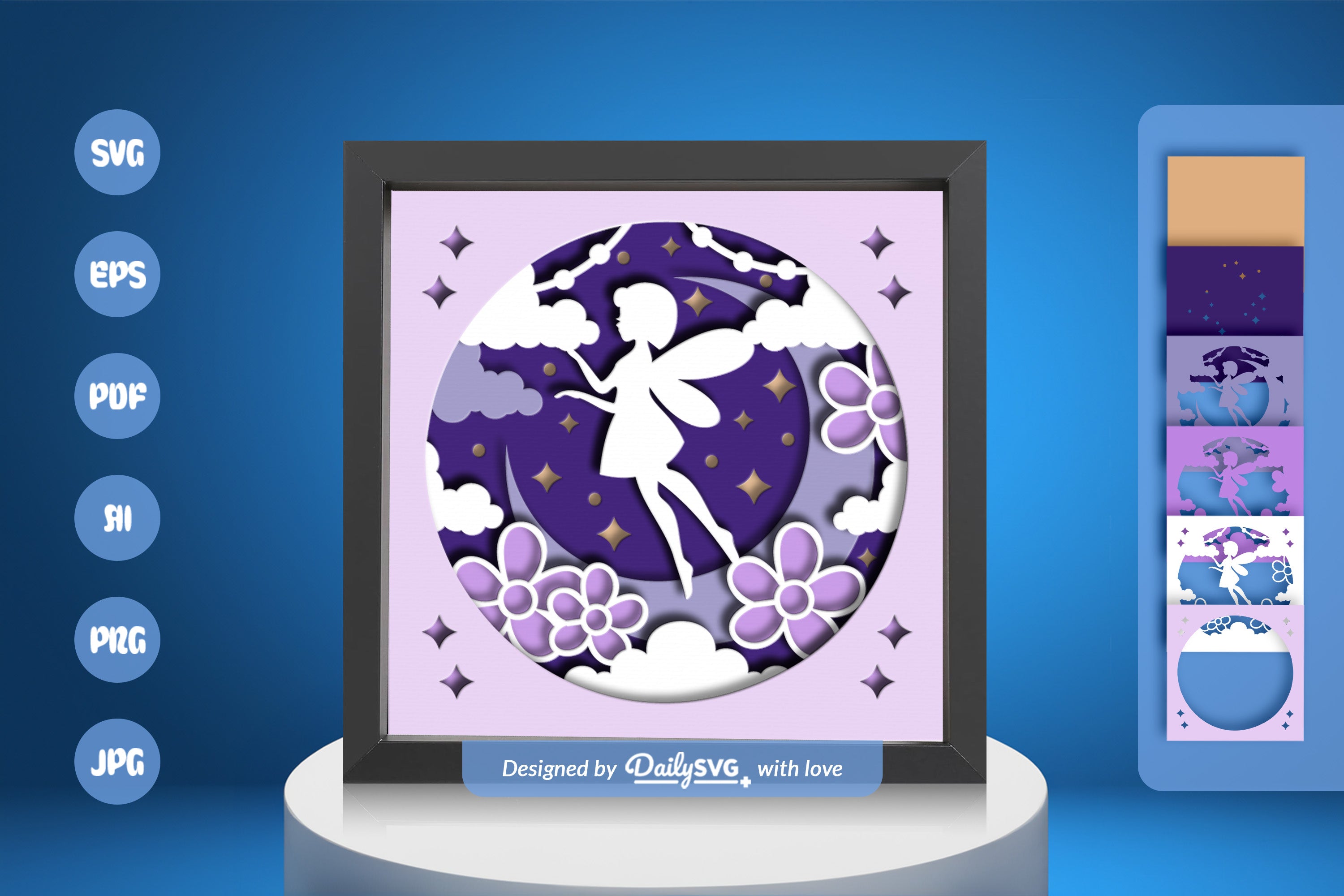 Fairy Crescent Moon Papercut SVG Bundle 1