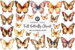 Fall Butterfly Garden Clipart Bundle 1 - CraftNest - Digital Crafting and Art
