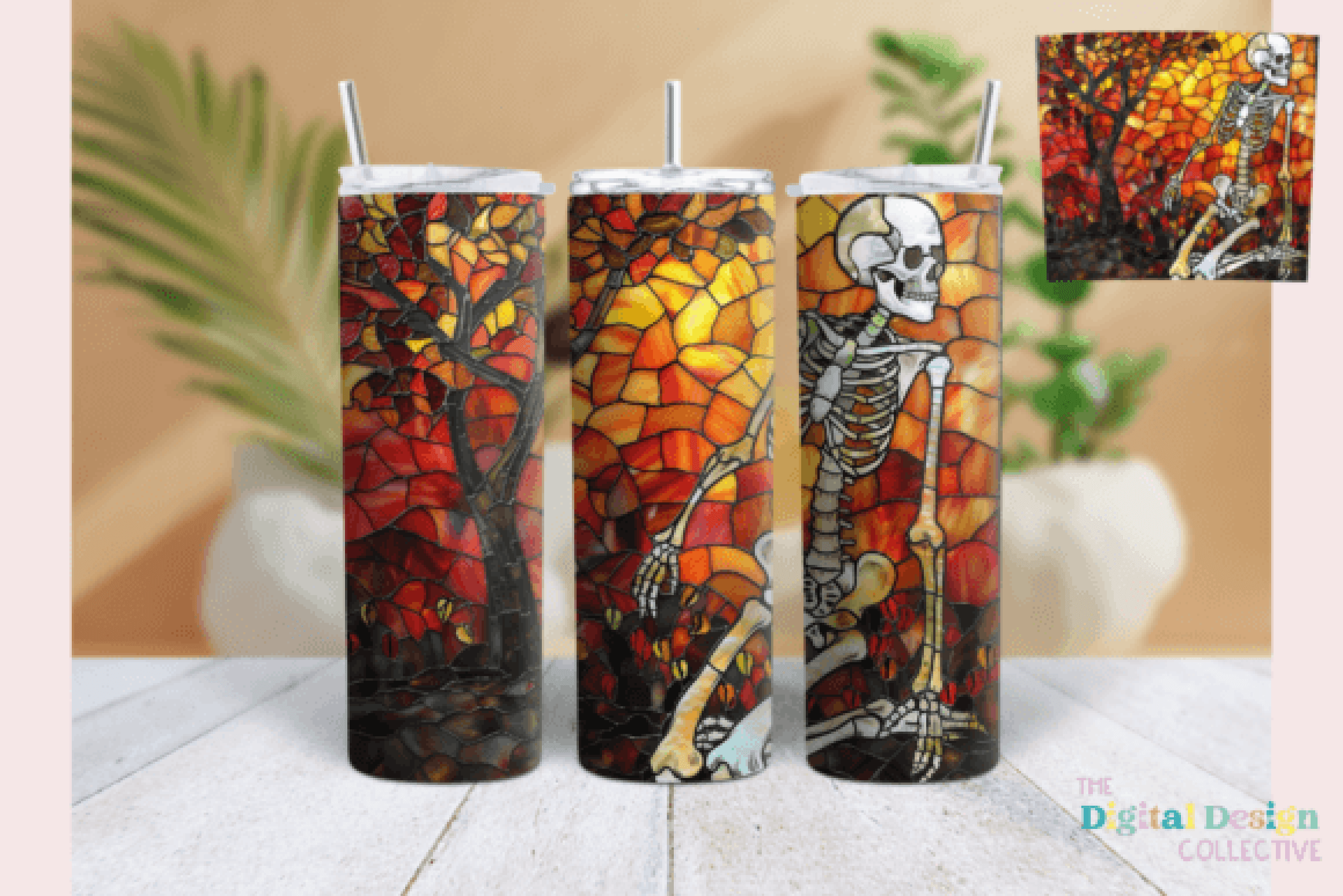 Stained Glass Skeleton Tumbler Wrap Bundle - CraftNest - Digital Crafting and Art