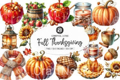 Thanksgiving Clipart Bundle for Fall - CraftNest - Digital Crafting and Art