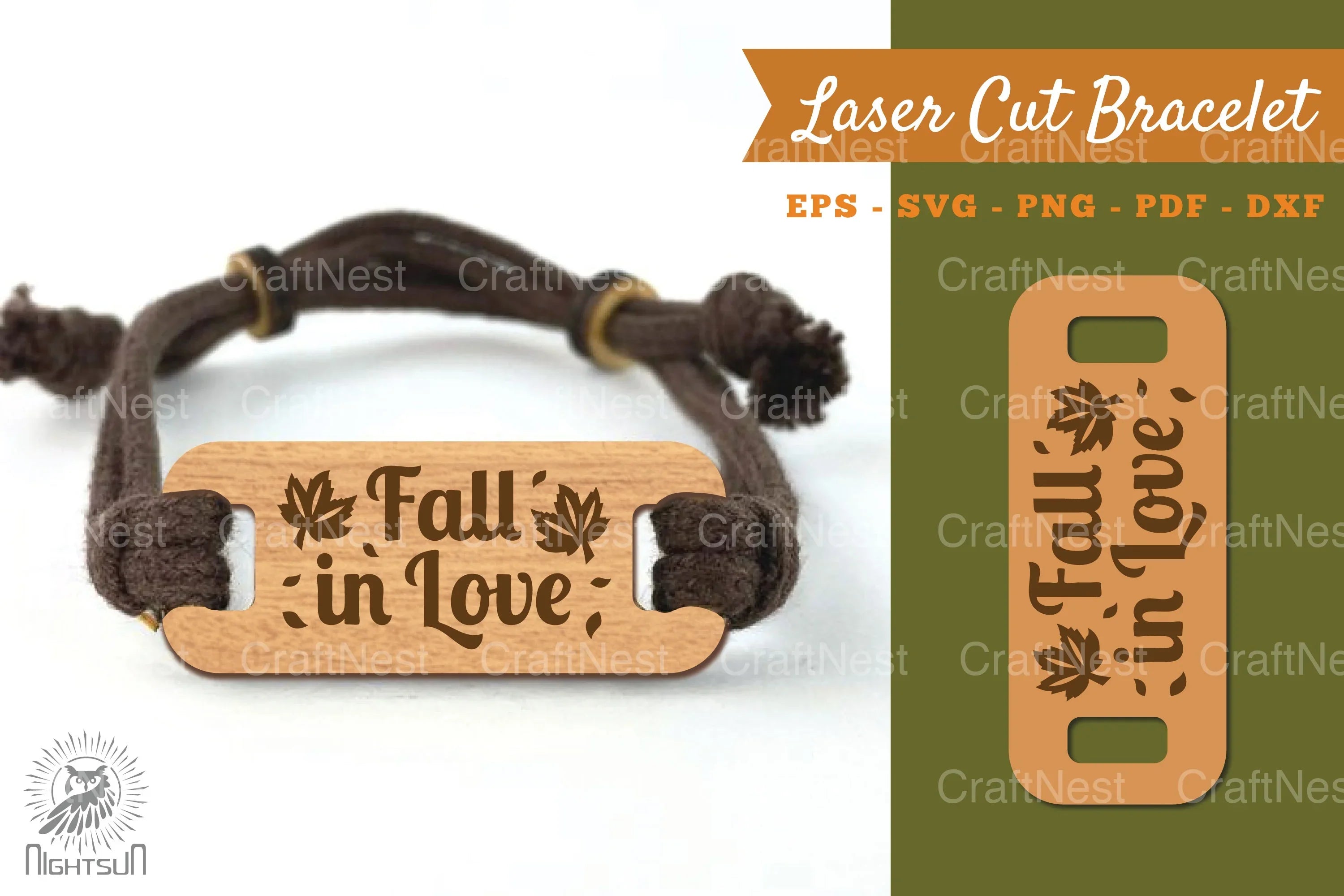 Fall In Love Laser Cut Bracelet SVG Design Bundle - CraftNest - Digital Crafting and Art