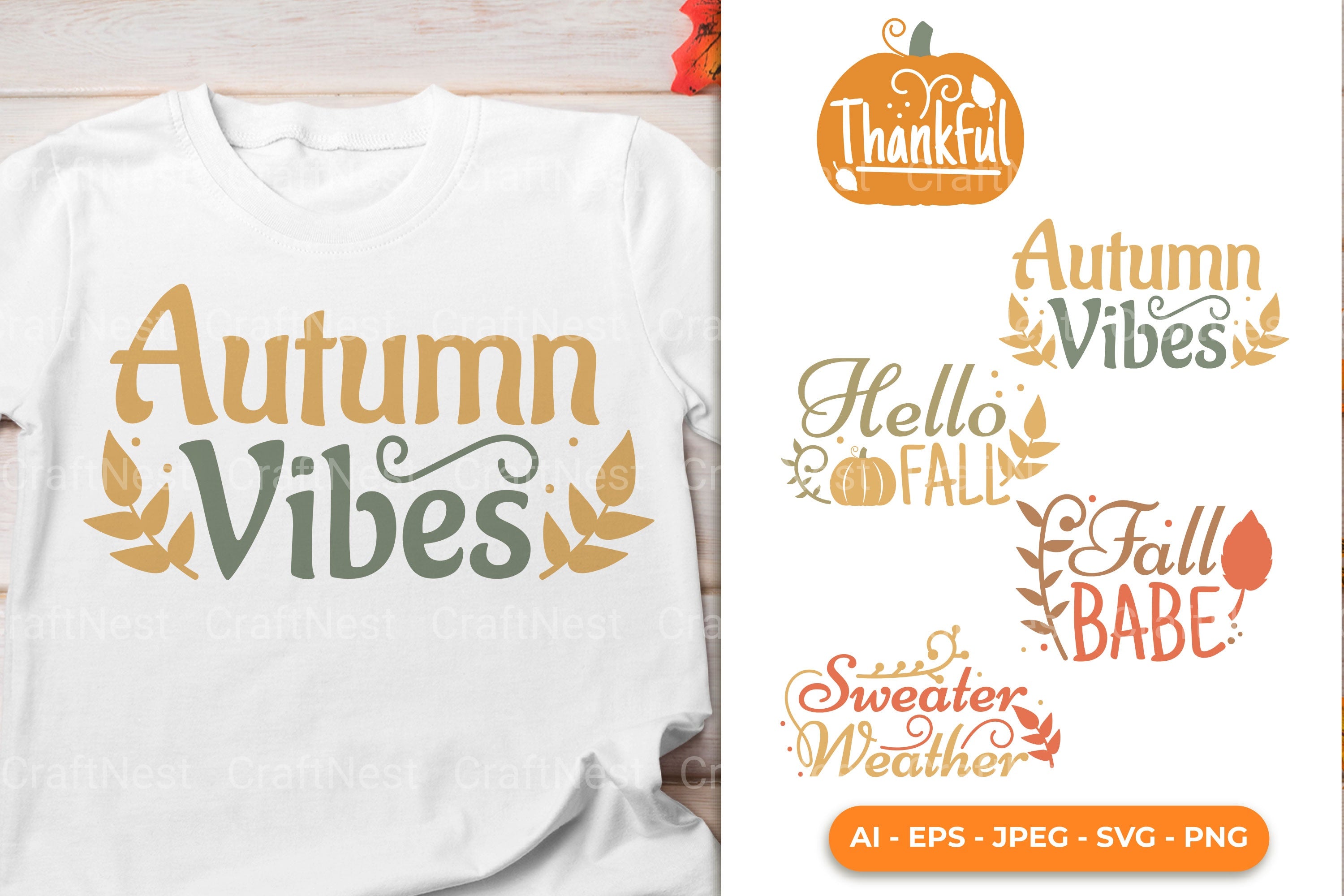 Fall Old Style SVG Clipart Bundle