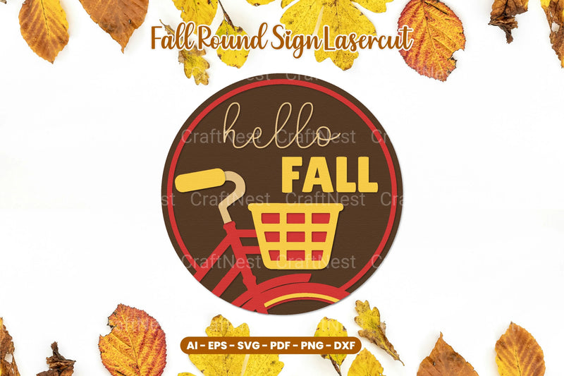 Fall Round Sign Laser Cut SVG Bundle - CraftNest - Digital Crafting and Art