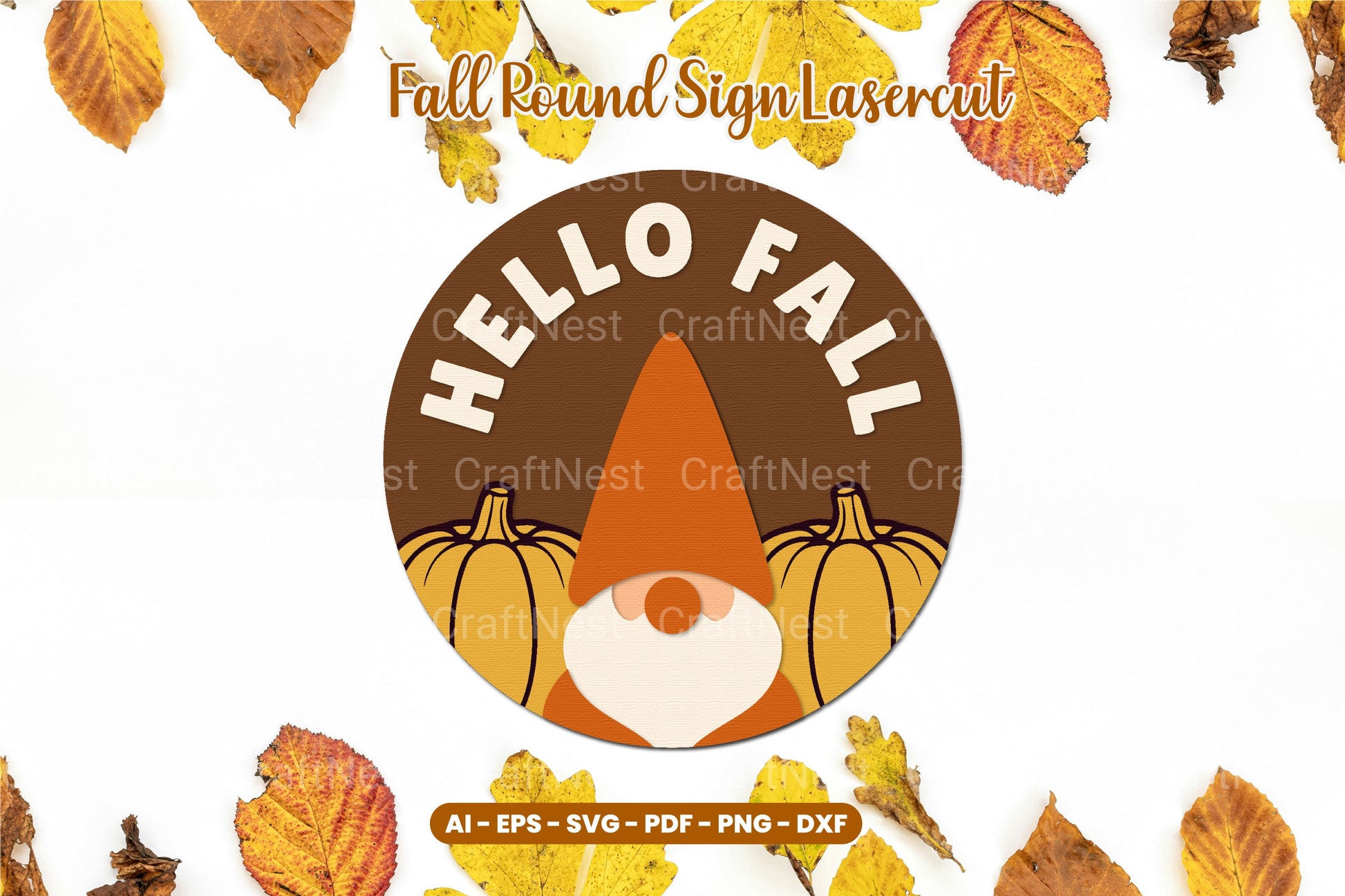Fall Round Sign Laser Cut SVG Bundle - CraftNest - Digital Crafting and Art