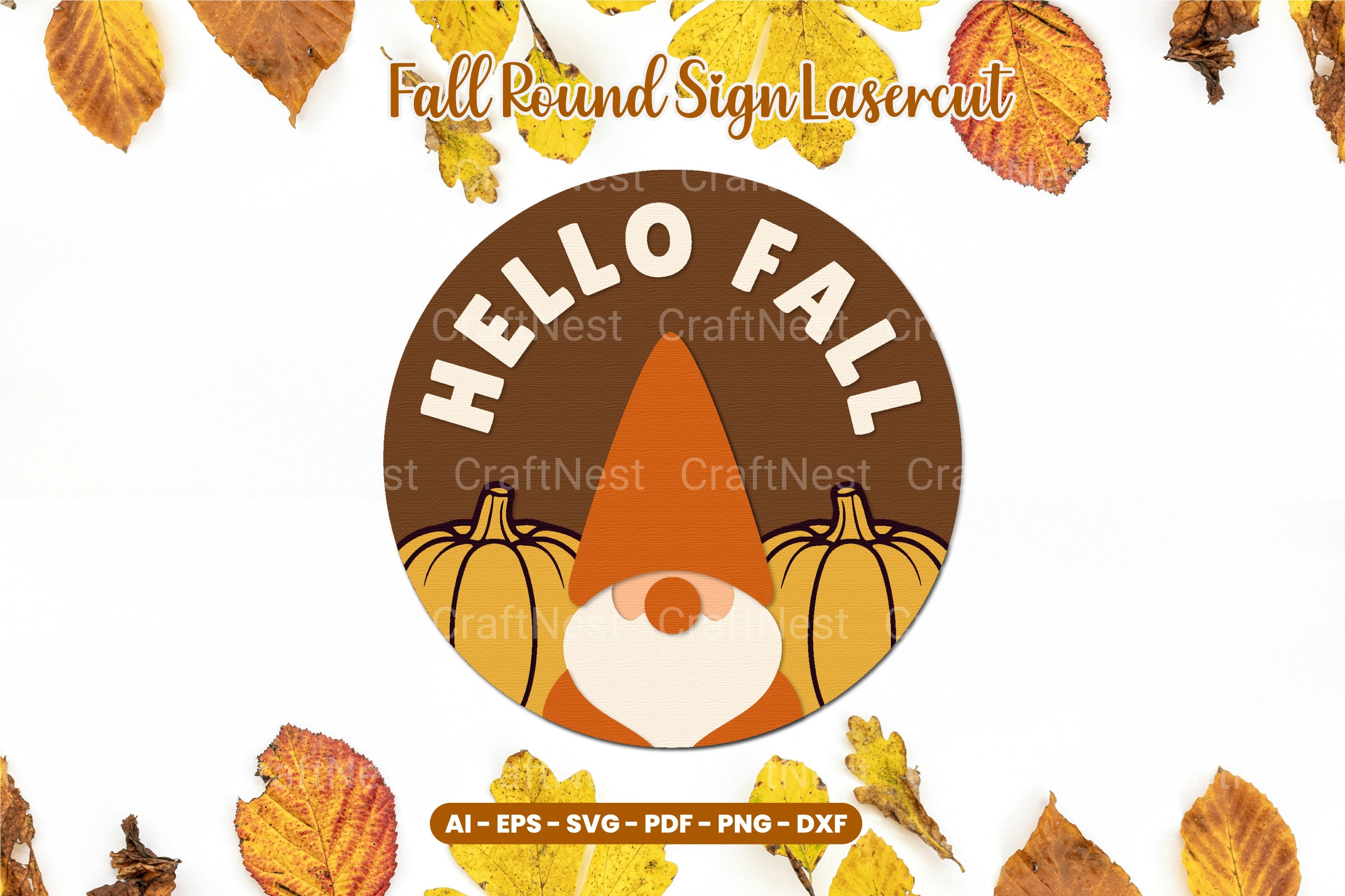 Fall Round Sign Laser Cut SVG Bundle - CraftNest - Digital Crafting and Art