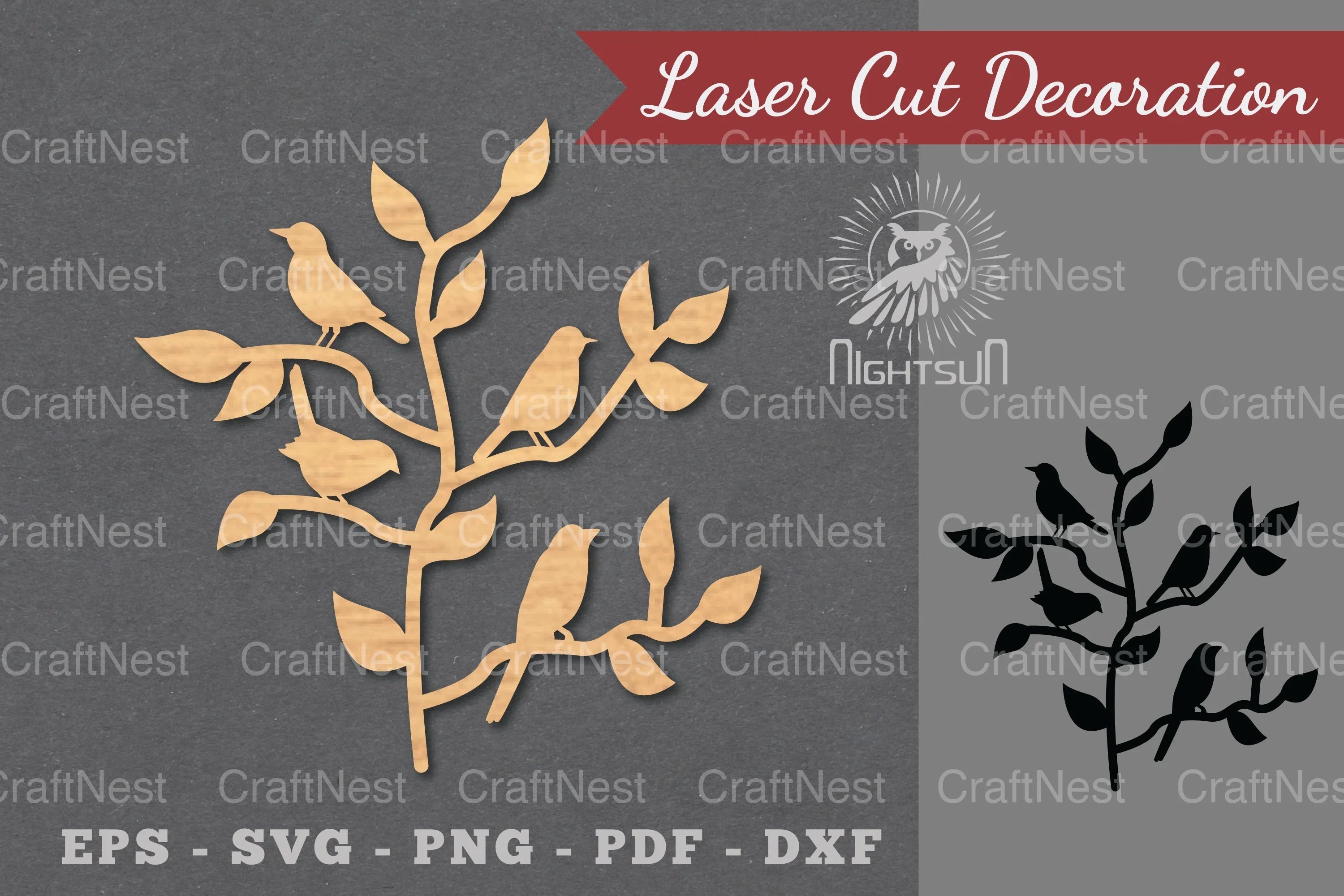 Family Birds Laser Cut Decoration Clipart Bundle - CraftNest - Digital Crafting and Art