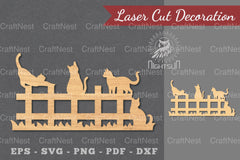 Family Cat on the Fence Laser Cut Decoration Clipart Bundle - CraftNest - Digital Crafting and Art
