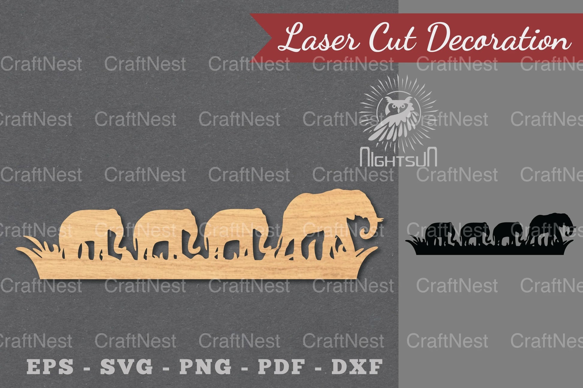 Elephant Family Laser Cut Decoration Clipart Bundle - CraftNest - Digital Crafting and Art