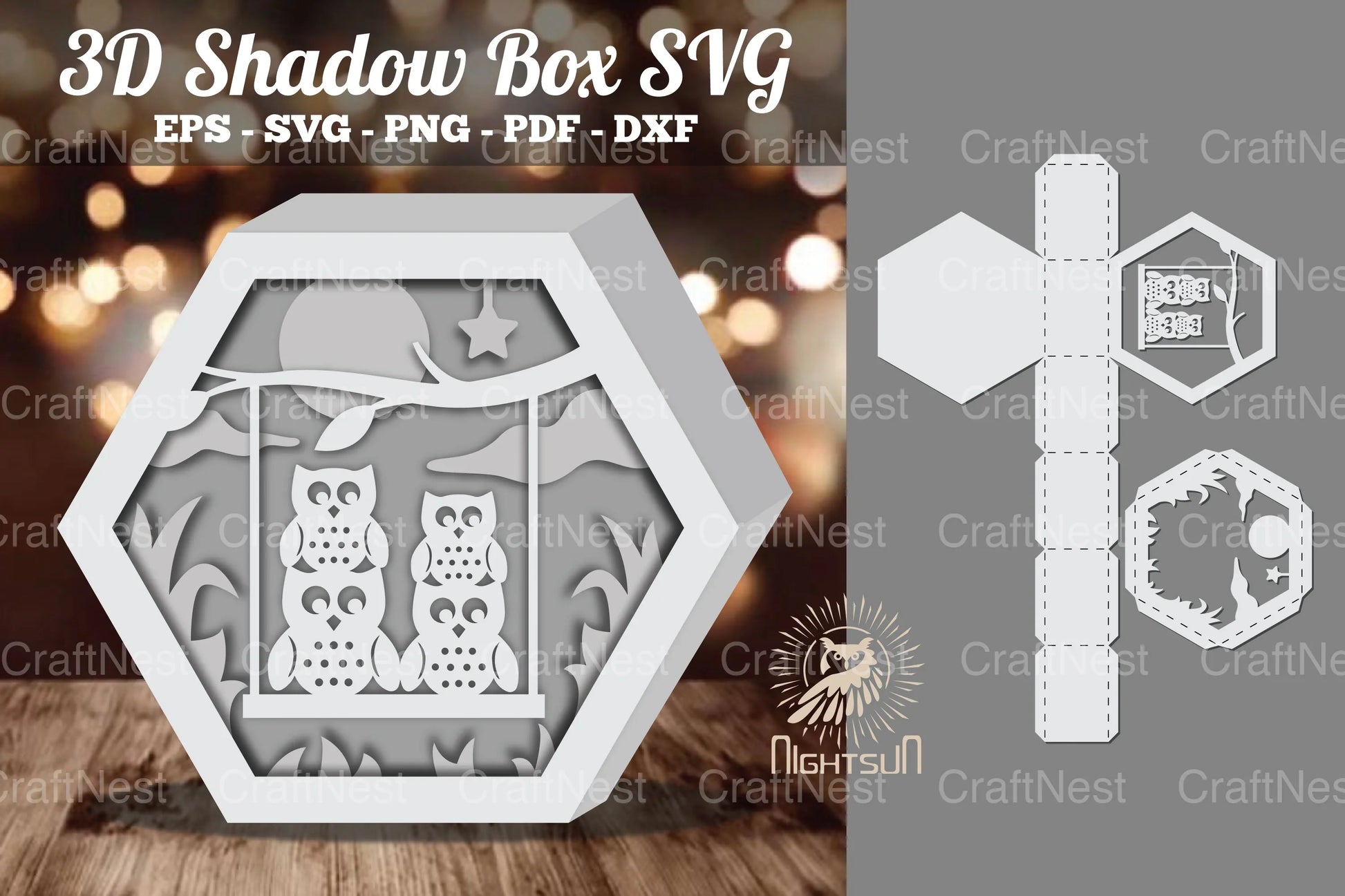Family Owl 3D Shadow Box SVG Bundle - CraftNest - Digital Crafting and Art